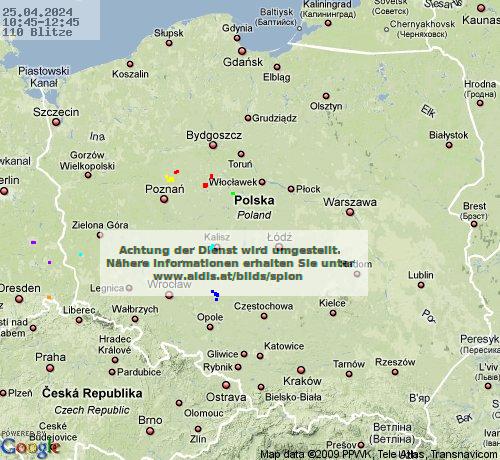 Lightning Poland 10:45 UTC Thu 25 Apr