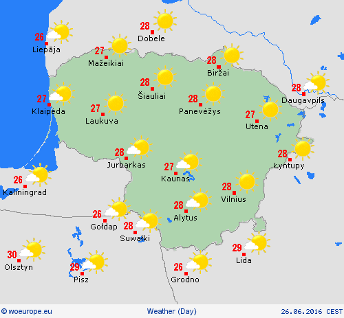 overview Lithuania Europe Forecast maps