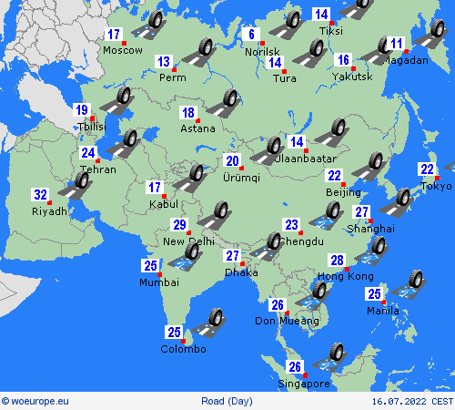 road conditions  Asia Forecast maps