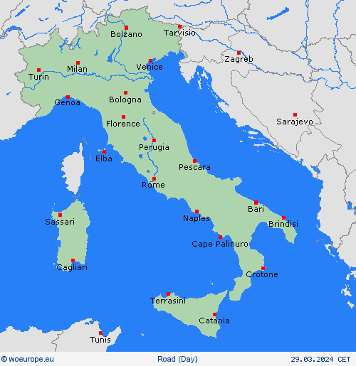 road conditions Italy Europe Forecast maps