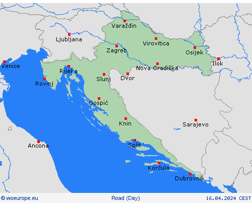road conditions Croatia Europe Forecast maps