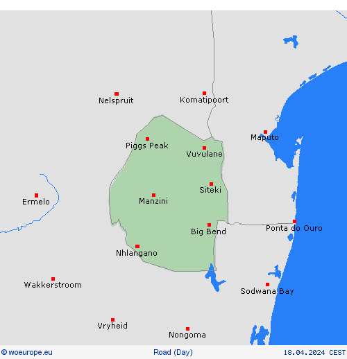 road conditions Swaziland Africa Forecast maps