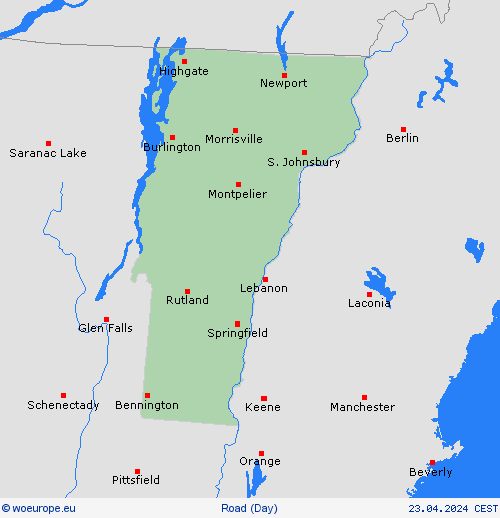 road conditions Vermont North America Forecast maps