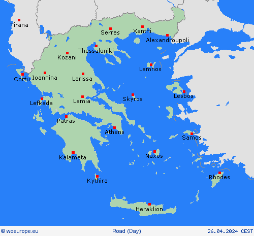 road conditions Greece Europe Forecast maps
