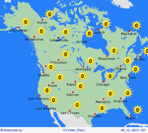 uv index  North America Forecast maps