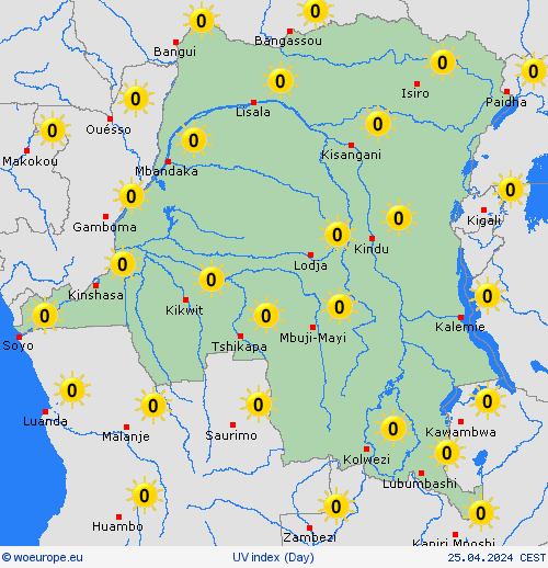 uv index Dem. Rep. Congo Africa Forecast maps