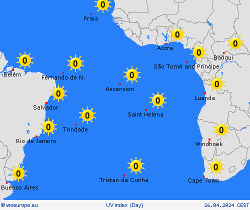 uv index Atlantic Islands Africa Forecast maps