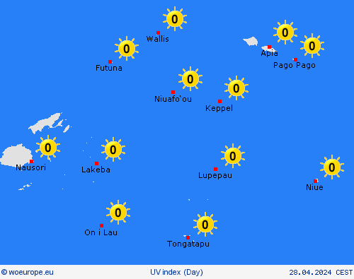 uv index American Samoa Oceania Forecast maps