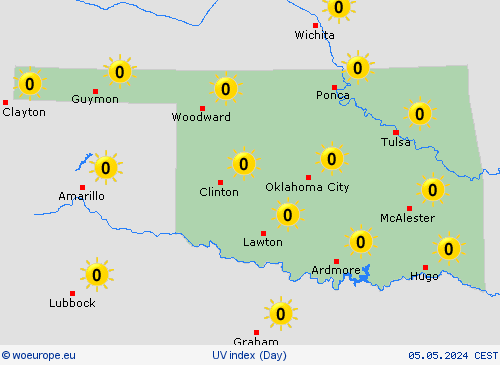 uv index Oklahoma North America Forecast maps