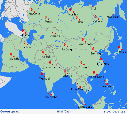 wind  Asia Forecast maps