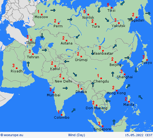wind  Asia Forecast maps