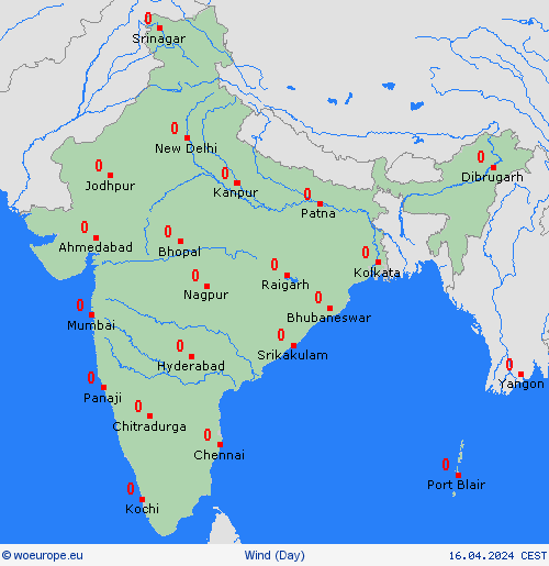 wind India Asia Forecast maps