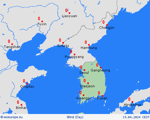 wind South Korea Asia Forecast maps