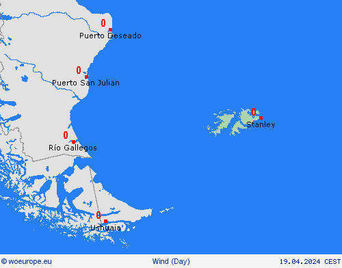 wind Falkland Islands South America Forecast maps