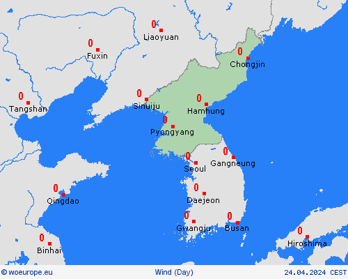 wind North Korea Asia Forecast maps
