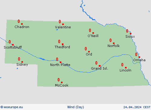 wind Nebraska North America Forecast maps