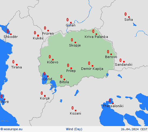 wind North Macedonia Europe Forecast maps