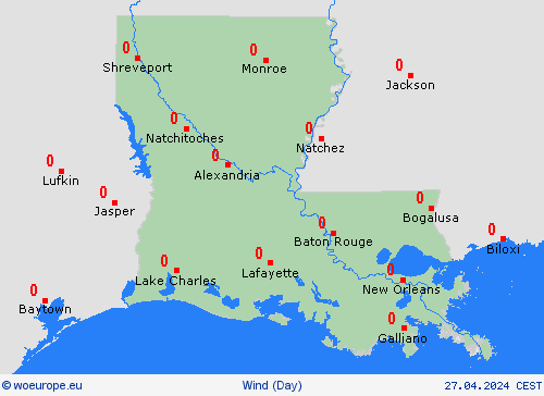 wind Louisiana North America Forecast maps