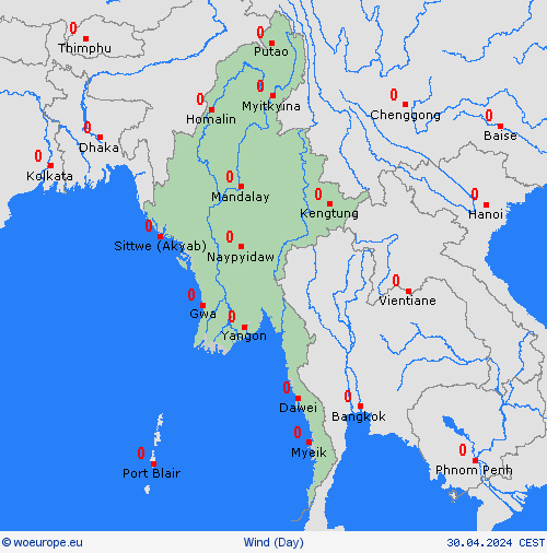 wind Myanmar Asia Forecast maps
