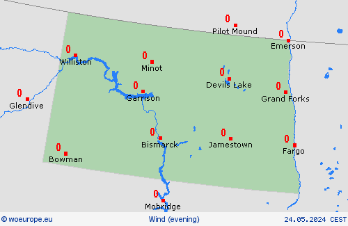 wind North Dakota North America Forecast maps