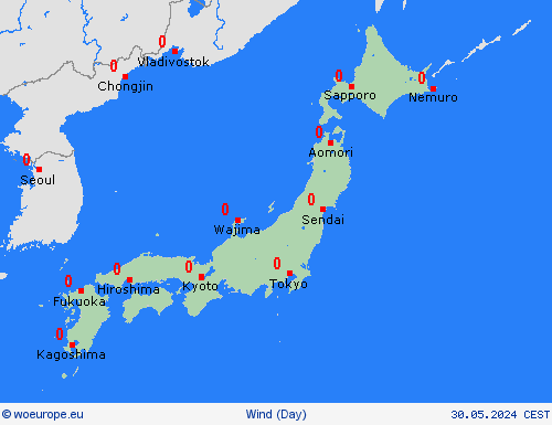 wind Japan Asia Forecast maps