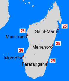 Water temperatures - Madagascar - Mo Apr 29