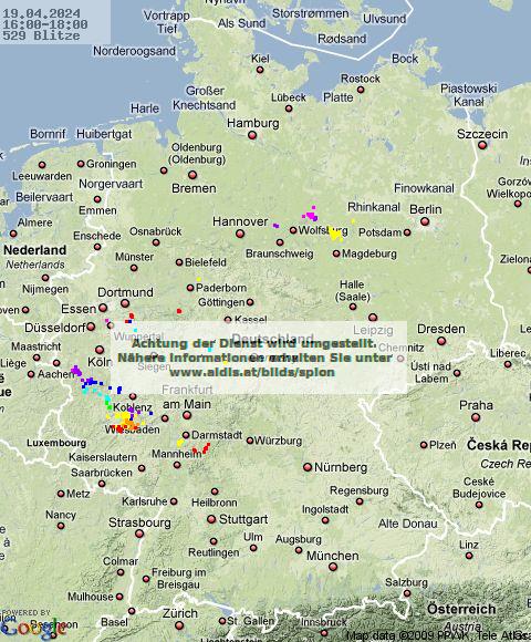 Lightning Germany 16:00 UTC Fri 19 Apr