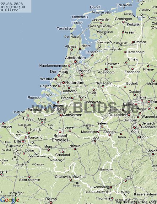 Lightning Netherlands 02:00 UTC Wed 22 Mar