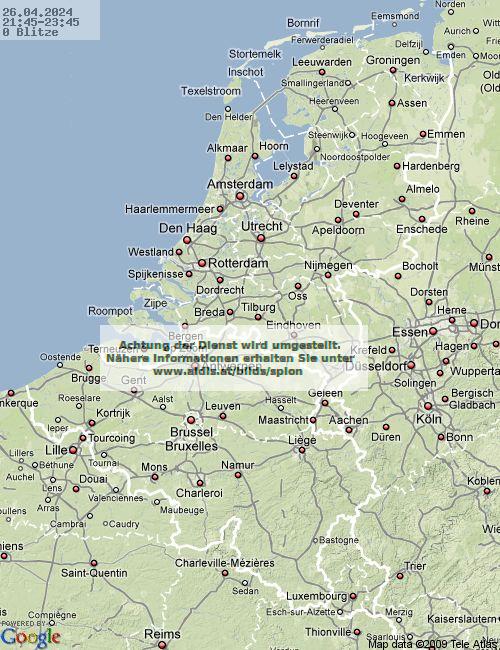 Lightning Netherlands 21:45 UTC Thu 25 Apr