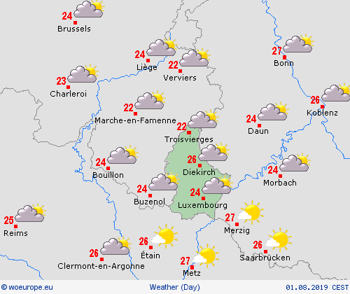 overview Luxembourg Europe Forecast maps