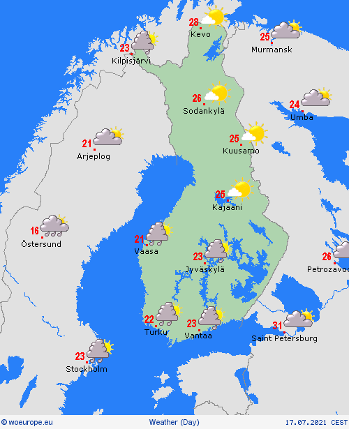 overview Finland Europe Forecast maps