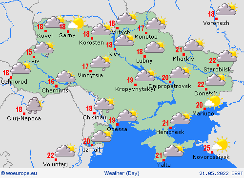 overview Ukraine Europe Forecast maps