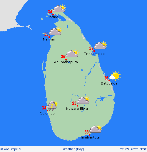 overview Sri Lanka Asia Forecast maps