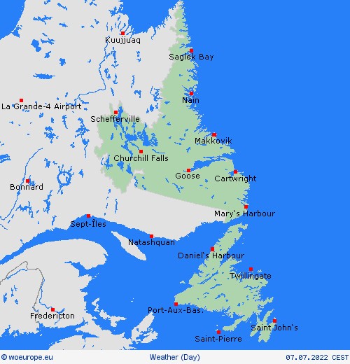 overview Newfoundland North America Forecast maps