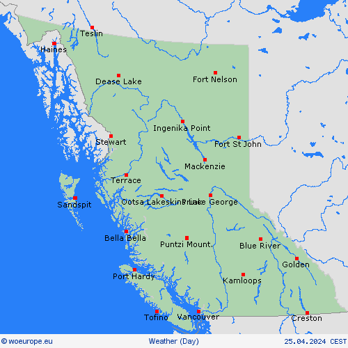 overview British Columbia North America Forecast maps