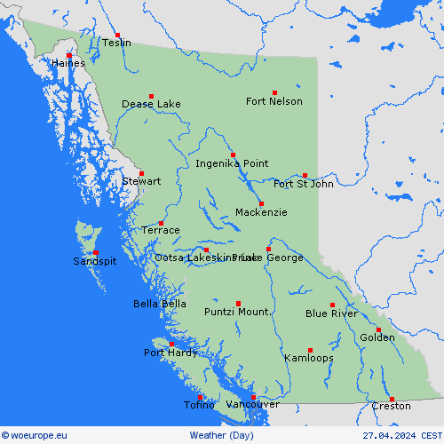 overview British Columbia North America Forecast maps