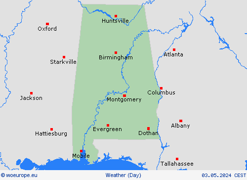 overview Alabama North America Forecast maps