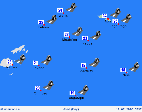 road conditions Samoa Oceania Forecast maps