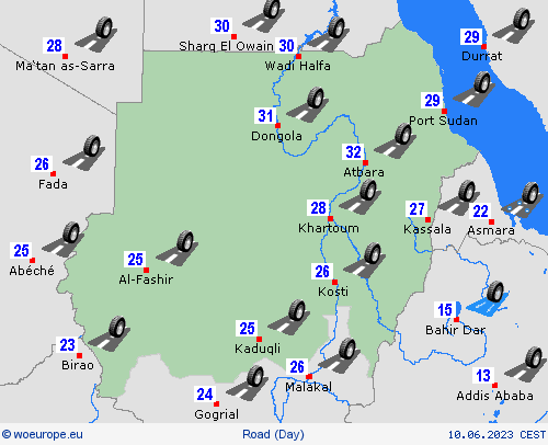road conditions Sudan Africa Forecast maps