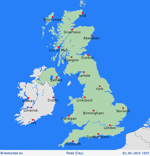 road conditions UK Europe Forecast maps