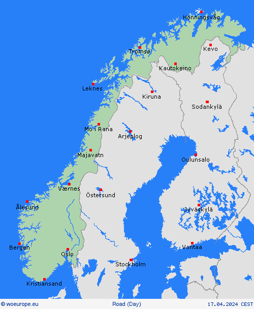 road conditions Norway Europe Forecast maps