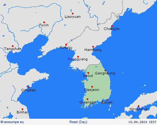 road conditions South Korea Asia Forecast maps