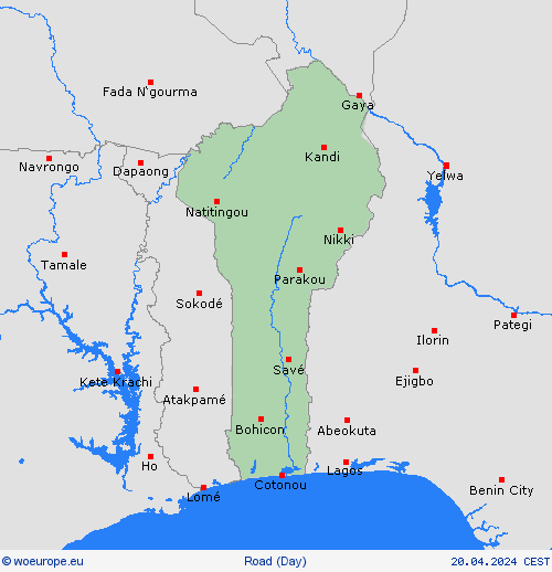road conditions Benin Africa Forecast maps