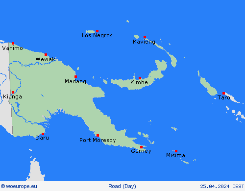 road conditions Papua New Guinea Oceania Forecast maps