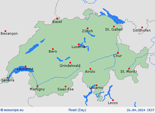 road conditions Switzerland Europe Forecast maps