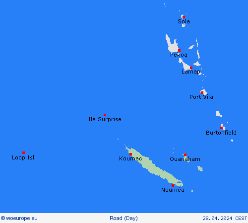 road conditions New Caledonia Oceania Forecast maps