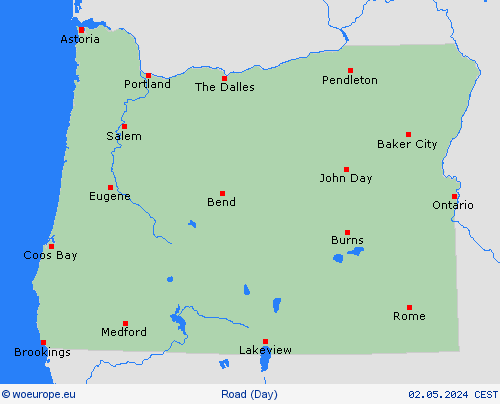 road conditions Oregon North America Forecast maps