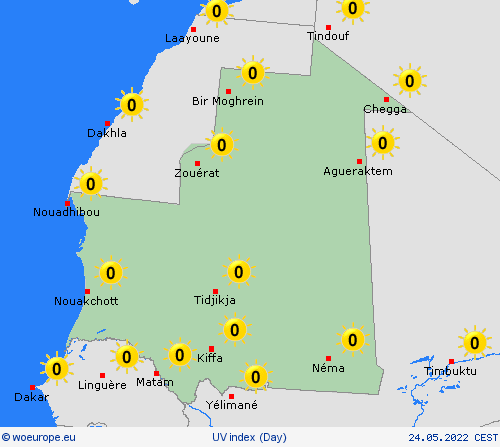 uv index Mauritania Africa Forecast maps