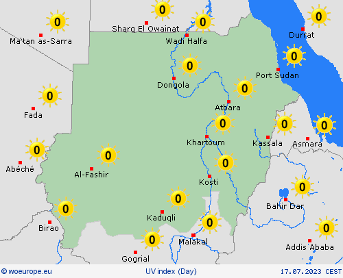 uv index Sudan Africa Forecast maps