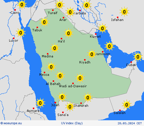 uv index Saudi Arabia Asia Forecast maps